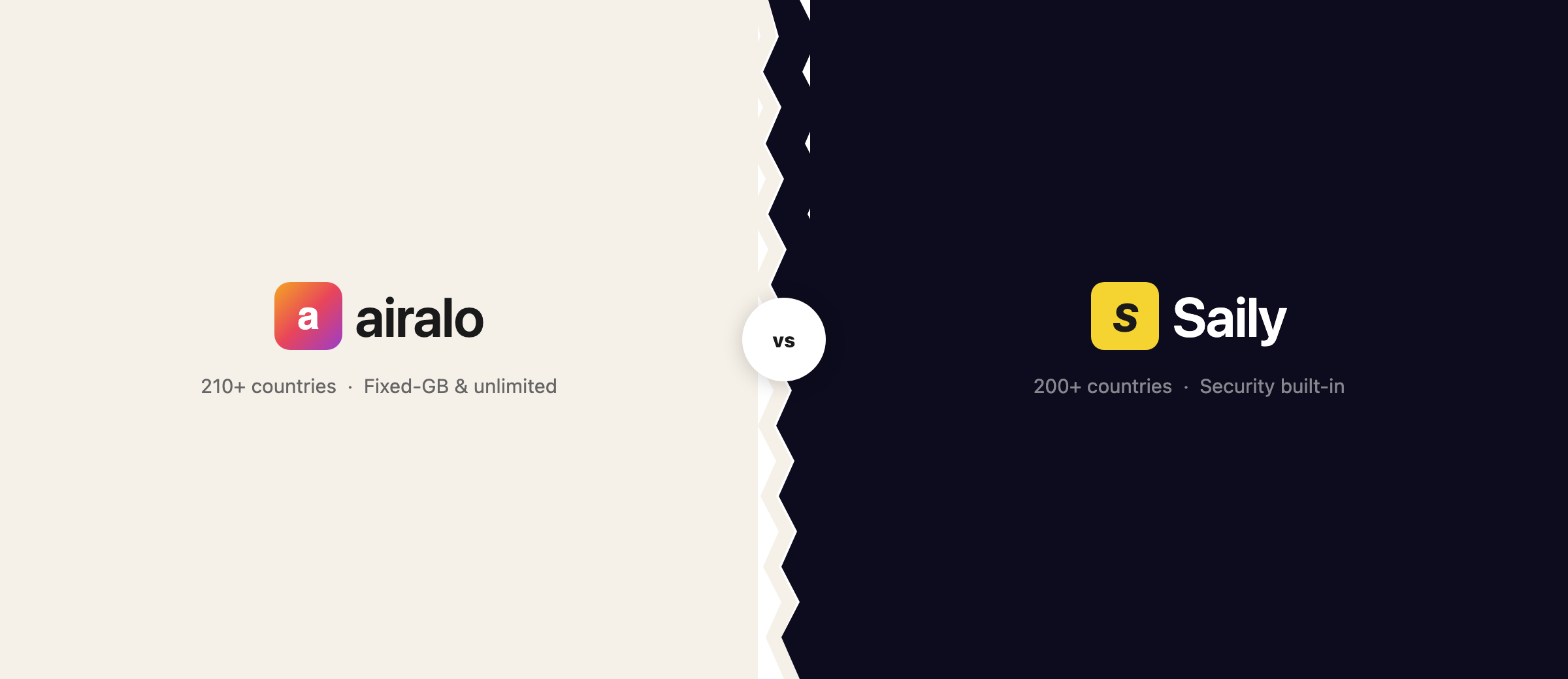 Airalo vs Saily — side-by-side homepage comparison