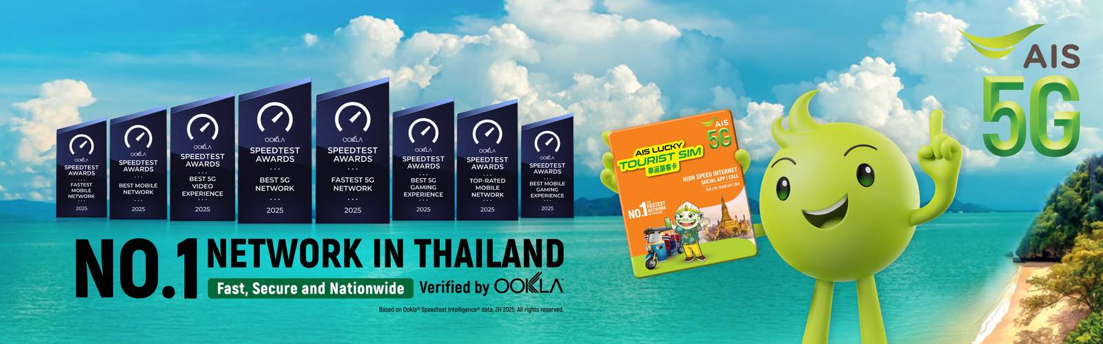 AIS Lucky Tourist SIM card: No.1 network in Thailand verified by Ookla Speedtest
