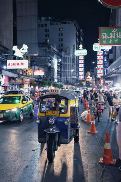 A Bangkok street at night